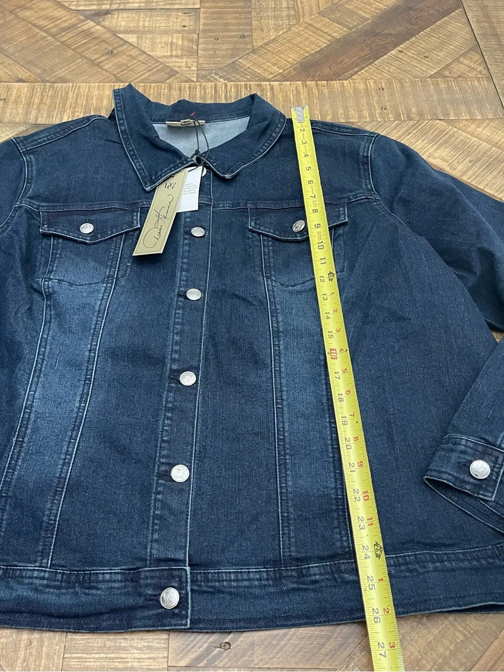 NWT DG2 by Diane Gilman Distressed American Flag Denim Jacket - Size 3X